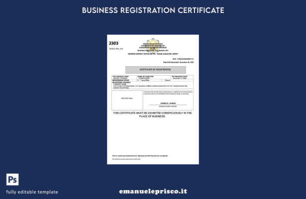 certificato di registrazione Filippine stile verificato Modello Word e PDF, mo 2